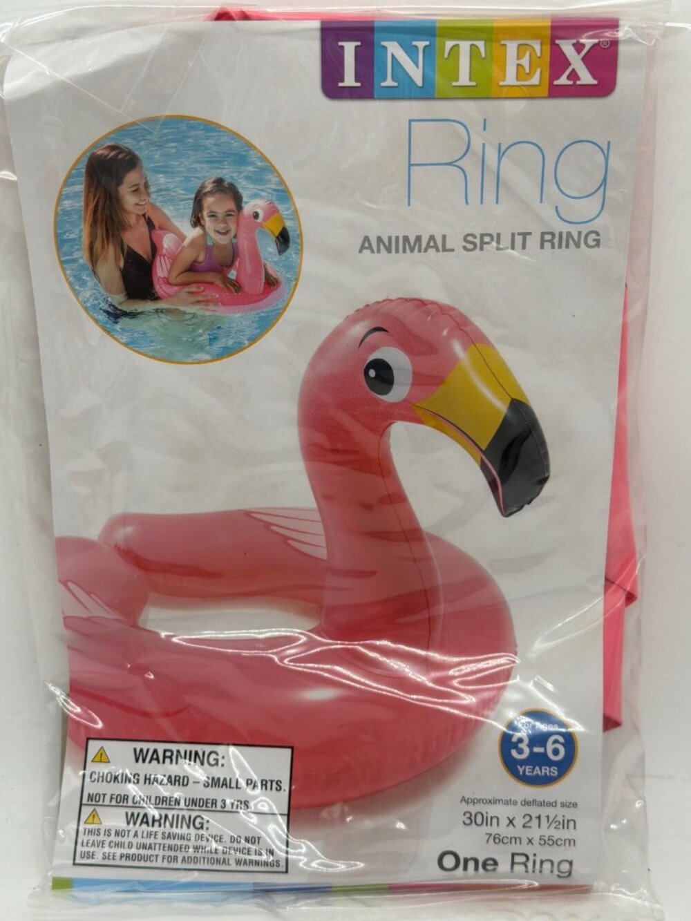 Intex Flamingo Animal Split Swimming Ring 30"x21.5" Pink For Ages 3-6 Years